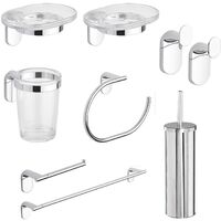 Set kit juego de accesorios de baño toallero de acero y ABS 8 piezas mod. Zero Cromo