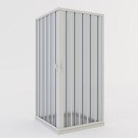 Mampara de ducha plegable de esquina de pvc reducible reversible h 185 cm mod. Aster con apertura Central 75x75 cm