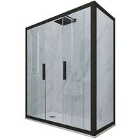 Mampara de ducha 90x160 cm corredera Negro Mate Glam Duo