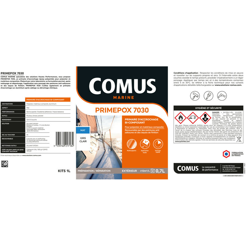 Comus Enduit Epoxy bi-composant léger et multisupport 1 KG