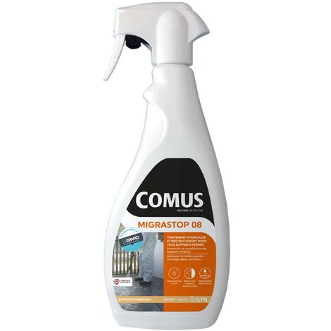 Comus – Hydrofuge minéral MIGRASTOP® 08 – 0.75L – Traitement reminéralisant pour supports minéraux fermés – Rendement 5 à 10 m²/L