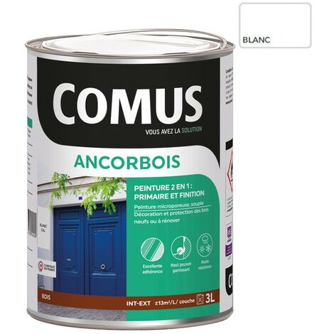 Comus – Peinture microporeuse 3L pour bois extérieur – Aspect satiné – Excellente résistance aux intempéries – Application intérieure/extérieure