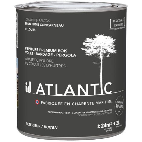 Peinture bois extérieurs - RAL 7033 Brun fumé Concarneau - 2L - ATLANTIC (1/3)