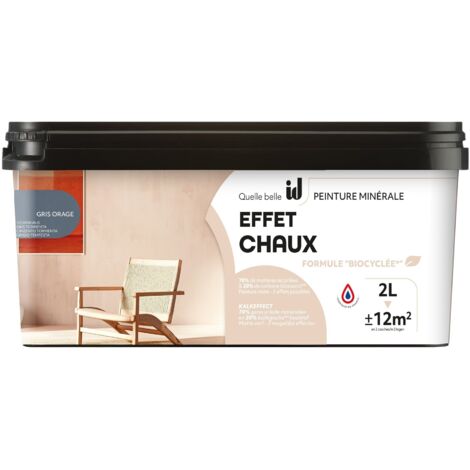 PEINTURE MINÉRALE EFFET CHAUX GRIS ORAGE 2L - ID PARIS (1/3)