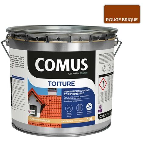 Comus – Peinture pour toiture rouge brique 10L – Imperméable et durable – Résistance aux UV – Aspect mat-velouté – S'applique sans primaire