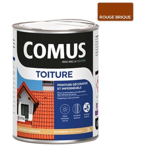 Comus – Peinture toiture imperméable rouge brique 3L – Aspect mat-velouté – Taux d'élasticité 400% – Protection durable contre mousses et débris (1/3)