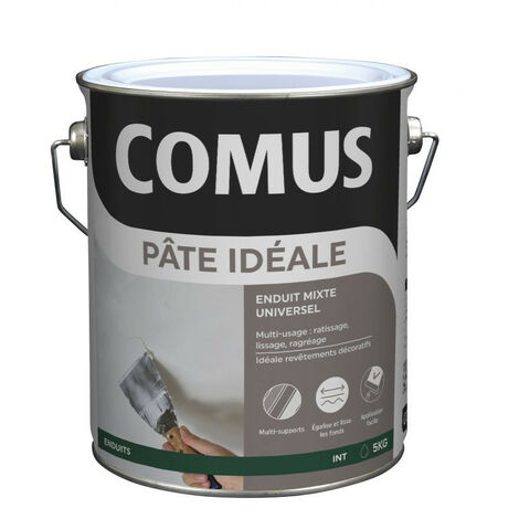 Comus – Enduit de lissage 5kg – Pâte onctueuse pour plâtre, béton, bois – Idéal pour lissage décoratif et effets béton