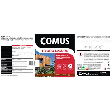 HYDRO LASURE Chêne naturel 1L - Lasure anti-UV pour la protection et la mise en valeur du veinage des bois verticaux - COMUS