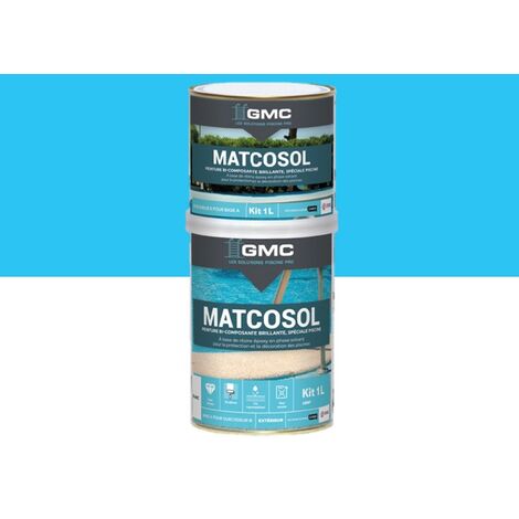 Peinture de piscine époxy bleue 1L – Résine bi-composante résistante au chlore – Adhérence optimale pour béton et coque polyester – GMC - BLEU 1 L