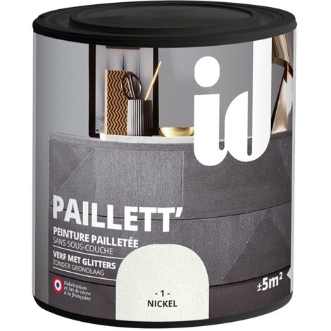 Peinture rénovation meubles 500ML nickel – Finition satinée pour bois dur – Application facile et nettoyage à l'eau – Id Paris