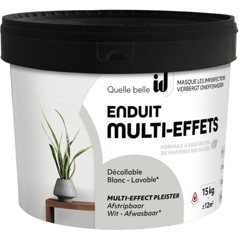 Enduit multi-effets 15kg – Blanc – Fini décoratif pour masquer imperfections – Application facile sur murs intérieurs – Id Paris