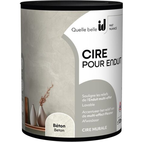 Cire murale béton 1L – Finition mate – Sans odeur – Application facile avec éponge – Rendement 12 m²/l – Fabrication française – Id Paris