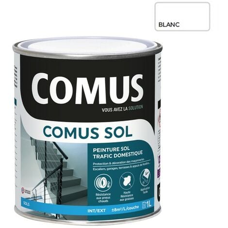 COMUS SOL BLANC 1L Peinture pour sols intérieurs et extérieurs, trafic domestique