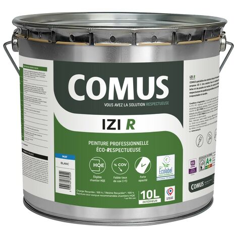 IZI R MAT 10L - Peinture en phase aqueuse finitions B éco-respectueuse à base de 50% de matières recyclées - COMUS