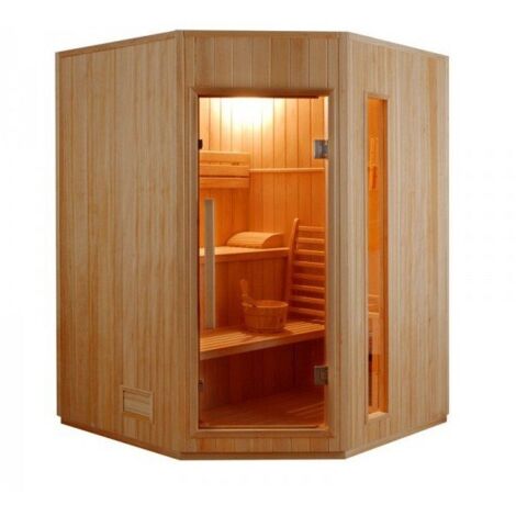 Poolstar – Sauna vapeur cabine 3-4 places – Dimensions 150 x 150 x 190 cm – Puissance 4500W – Poêle Harvia avec pierres de lave