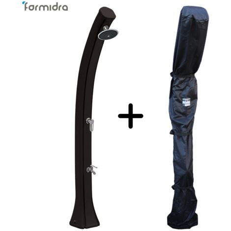 Formidra – Douche solaire Happy 4x4 anthracite 44L – Pommeau orientable effet pluie – Base élargie pour stabilité – Mitigeur précis