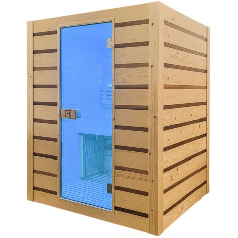 Holl's Sauna Eccolo 2 Places 150x130x190cm + Poele HARVIA Vega 3,5kw + Pierres pour poêle 20kg Ø 5-10 cm