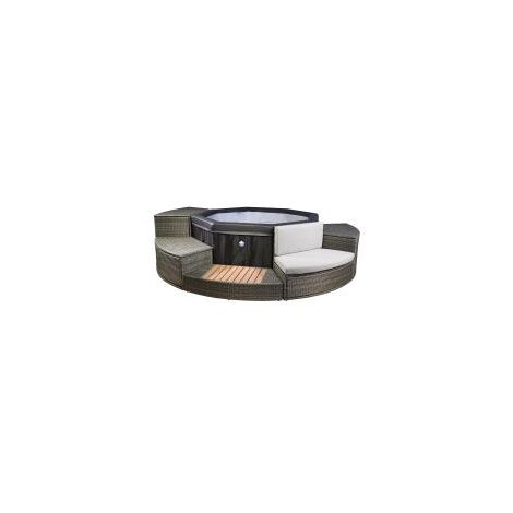 Netspa – Spa gonflable semi-rigide 4-6 places – Structure en mousse 14 cm – Massage à bulles – Inclus mobilier 5 éléments (1/10)