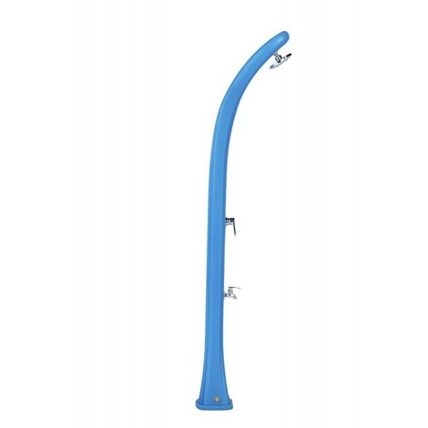 Formidra – Douche solaire 28L bleu – Matériau PEHD recyclable – Mitigeur et pommeau orientable effet pluie – Raccord rapide inclus