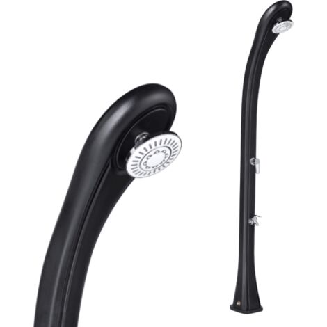 Formidra – Douche solaire 28L anthracite – PEHD recyclable – Rince-pieds intégré – Installation facile sur tous types de surfaces
