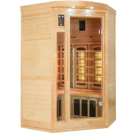 Sauna infrarouge Apollon 2-3 places – Épicéa canadien – Émetteurs Quartz – Panneau digital – Ioniseur – Chromothérapie LED – France Sauna