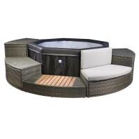 Netspa – Spa gonflable semi-rigide 4-6 places – Structure en mousse 14 cm – Massage à bulles – Inclus mobilier 5 éléments