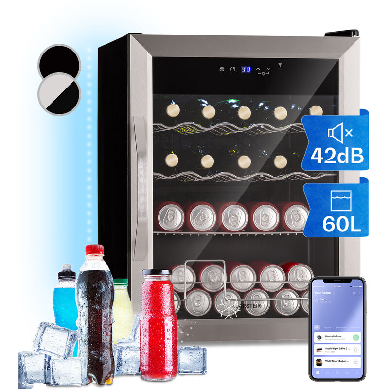 Klarstein Klarstein Kühlschrank 60 L, Kleiner Kühlschrank mit  App-Steuerung, Leiser Mini Kühlschrank mit Glastür, Getränkekühlschrank  Klein, Outdoor Geeignet, Biersafe für Flaschen, 0-19°C