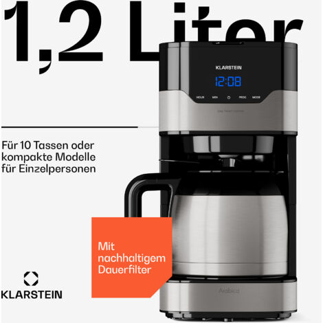 Klarstein 1,2 L Kaffeemaschine mit Thermoskanne und Timer ...