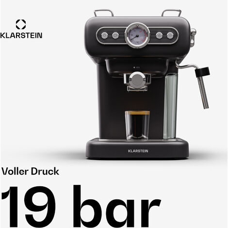 Klarstein Espresso Siebträgermaschine mit Milchaufschäumer, 1,2L Retro ...