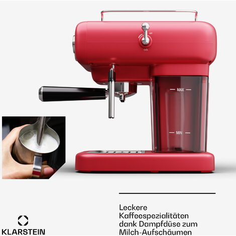 Klarstein Espresso Siebträgermaschine mit Milchaufschäumer, 1,2L Retro ...