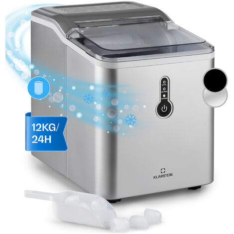 Klarstein Eiswürfelmaschine Klein, 1,5L Eiswürfelbereiter, Eiswürfelmaschine für Große Eiswürfel, Schnelle Mini-Eiswürfelmaschine, Leichte Reinigung, Eiswürfelbereiter 12kg Eis pro Tag