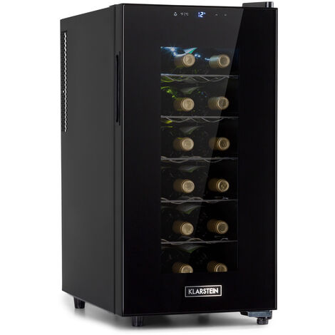 Klarstein Weinkühlschrank, Getränkekühlschrank Schmal, 1 Zone Kühlschrank mit Glastür, Outdoor GetränkekühlschränkeFreistehend, Weinkühlschrank Klein, Kühlschrank mit UV-Schutz, 11-18°C, 18 Flaschen