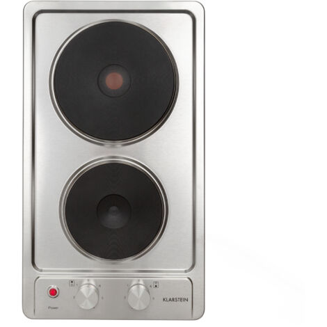 Klarstein Appetito Massekochfeld Einbau, Restwärmeanzeige, Drehknöpfe, 6 Leistungsstufen, Elektrisch, Herdplatten, Edelstahl, 2 Platten/Zonen, 3000 Watt, silber (1/5)