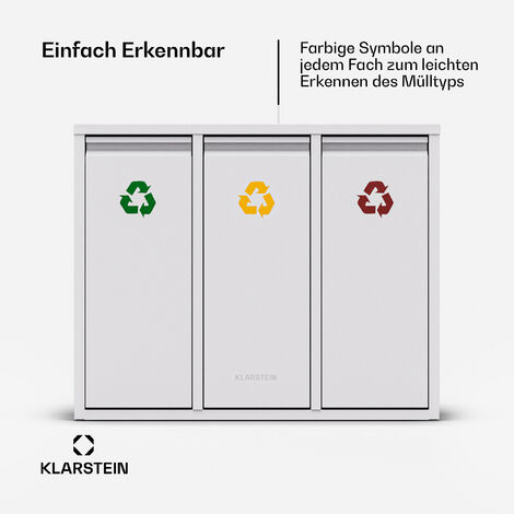 KADAX Mülleimer 4x25L Mülltrenn-Set Behälter Mit Tragegriff