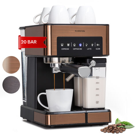 Klarstein Espresso Siebträgermaschine mit Milchaufschäumer, 1,8L Mini-Espressomaschine mit Siebträger, 20 Bar Edelstahl-Kaffeemaschine Klein, 1350W Kaffeemaschine für Cappuccino, Latte, Espresso