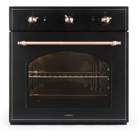 Klarstein Vilhelmine - Einbau-Backofen, Elektrobackofen, 55 Liter Volumen, Vintage-Design, 3 Betriebsfunktionen, Ober- Unterhitze, Garzeit-Timer, Edelstahl, schwarz-kupfer