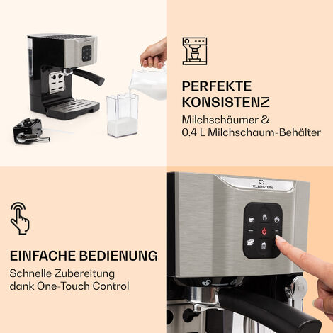 AMZCHEF Siebträgermaschine Mit Mahlwerk, 20 Bar Espressomaschine Für Zuhause Mit Milchaufschäumer, 3 Temperaturstufen, 20 Mahlgrade, Kalt & Heißbrühung, Touchscreen Display