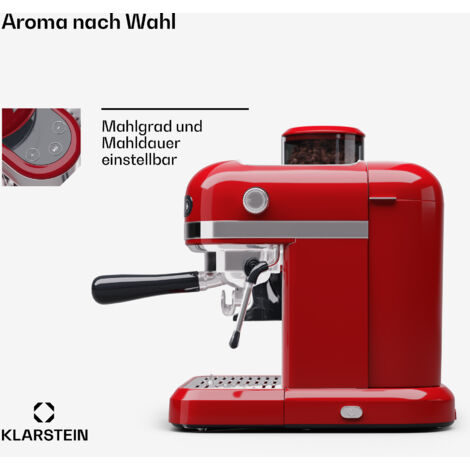Klarstein Espresso Siebträgermaschine mit Milchaufschäumer & Mahlwerk ...