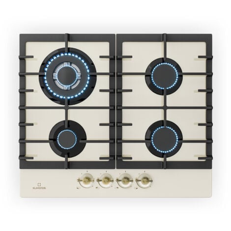 Klarstein Velaire Gaskochfeld 4-Brenner 8000W - Weiß Mit Glasoberfläche