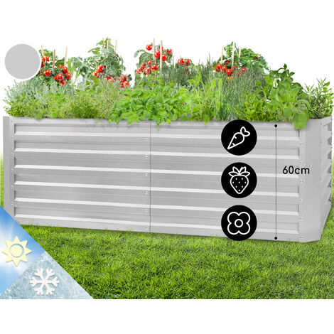 High Grow Straight Hochbeet 180x60x90cm 970l Stahl verzinkt Silber