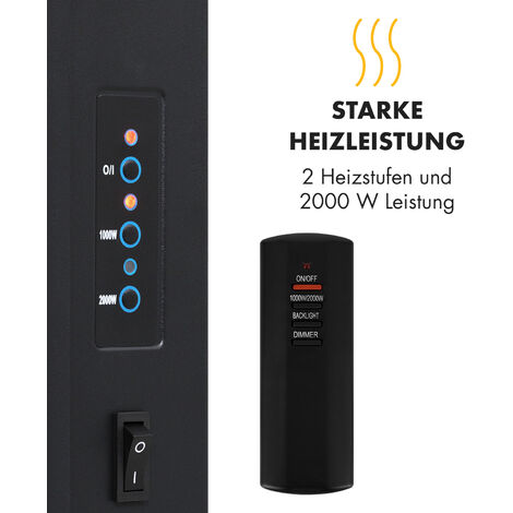 Klarstein Lausanne vertical Elektrischer Kamin 2000W Wochentimer weiß