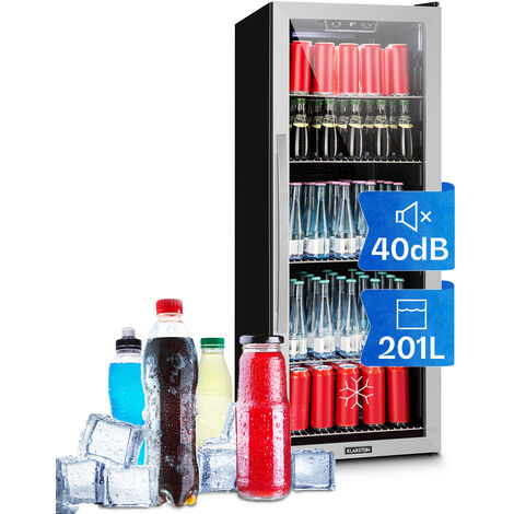 Beersafe 6XL Kühlschrank 201 Liter 5 Böden Panoramaglastür Edelstahl