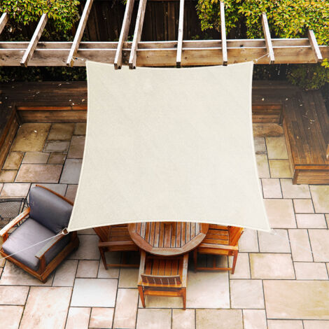 Sonnensegel Quadratisch 8x8 M – Outdoor-Sonnenschutz Für Garten & Terrasse, Creme, Inkl. 4x1,5 M Befestigungsseile