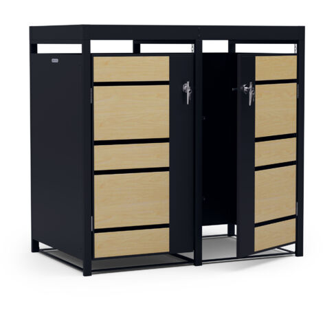 Blumfeldt Elegante 3er-Mulltonnenbox fur 60/120/240 L Behalter - von oben & vorne Öffnend, mit Schloss & Schlüssel - Design & Sicherheit vereint in einer praktischen Mulltonnen-Box (1/5)