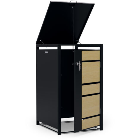 Blumfeldt Elegantes Mulltonnenbox-3er-Design fur 60/120/240 l Behalter, praktische Offnung von oben & vorne, sicheres Schloss mit Schlussel, ideal um dein Mulltonne zu verbergen (1/5)