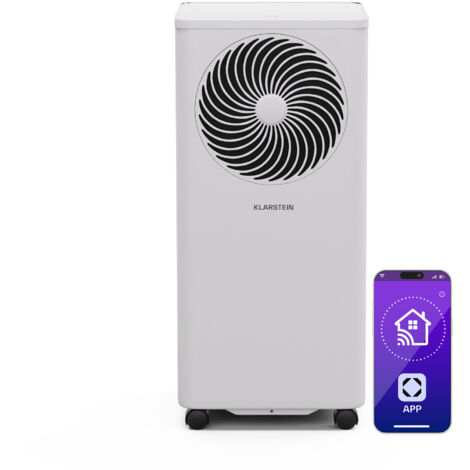 Klarstein mobile Klimaanlage mit Abluftschlauch, 9000 BTU - praktischer Luftentfeuchter, Ventilator & Kuhler in einem, inklusive Kit - ideal fur Raume bis 31 qm