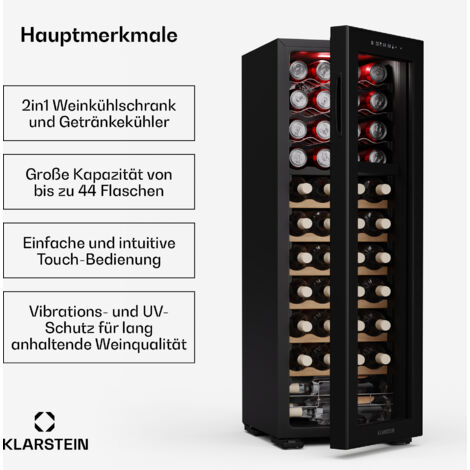 Klarstein shiraz Weinkühlschrank | 2 Kühlzonen | led-beleuchtung