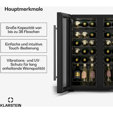 Barossa 123 Duo Weinkühlschrank 123 Fl 226 Ltr 2 Zonen Touch-Steuerung