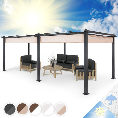 Blumfeldt Pavillon 3x6m, Rostfreier Metall-Pavillon mit Einziehbarem Dach, Pavillon Wasserdicht, Stabil & Winterfest, Langlebige Pergola Freistehend, Gartenpavillon mit UV-Schutz & Aluminium-Rahmen (1/5)