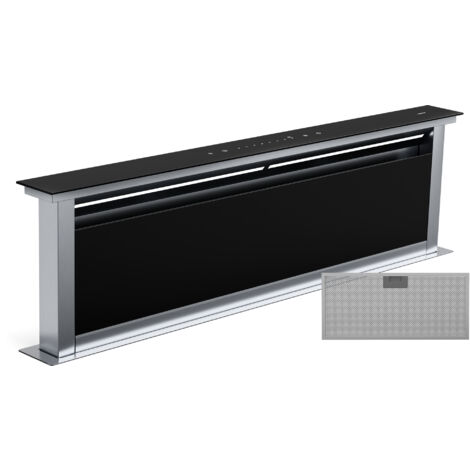 Klarstein Royal Flush Eco Downdraft Dunstabzugshaube - A++ Energieeffizienz, 842 m³/h Luftumwälzung, Leise 70 dB, Touch-Bedienfeld, LED-Beleuchtung in 9 Farben, Wandmontage, Umluftbetrieb Möglich